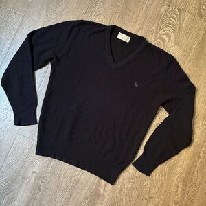 Vintage Christian Dior Navy V Neck Sweater Made in USA 80s 90s